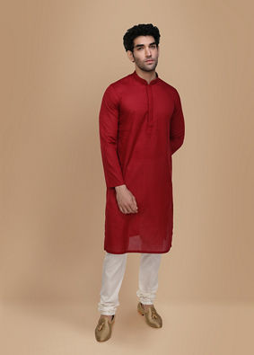 Ruby Red Plain Kurta Set image number 1